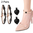2 Pairs High Heel Shoes Prevent Heel Drop Shoelaces Four-Leaf Grass Shoelace Buckle(Matt Black)