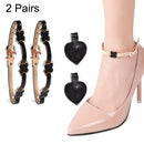 2 Pairs High Heel Shoes Prevent Heel Drop Shoelaces Four-Leaf Grass Shoelace Buckle(Mirror Black)