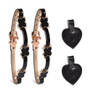 2 Pairs High Heel Shoes Prevent Heel Drop Shoelaces Four-Leaf Grass Shoelace Buckle(Mirror Black)