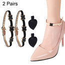 2 Pairs High Heel Shoes Prevent Heel Drop Shoelaces Four-Leaf Grass Shoelace Buckle(Suede Black)