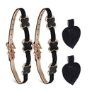2 Pairs High Heel Shoes Prevent Heel Drop Shoelaces Four-Leaf Grass Shoelace Buckle(Suede Black)