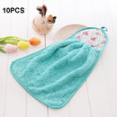 10 PCS Kitchen Hand Towel Absorbent Coral Fleece Thickened Rag(Light Green)