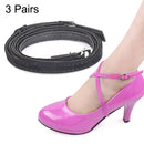3 Pairs Cross Section High Heels Leather Shoes Anti-Heel Laces(Suede Black)