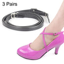 3 Pairs Cross Section High Heels Leather Shoes Anti-Heel Laces(Mirror Black)