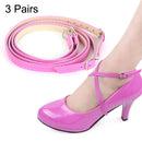 3 Pairs Cross Section High Heels Leather Shoes Anti-Heel Laces(Rose Red)