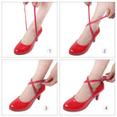 3 Pairs Cross Section High Heels Leather Shoes Anti-Heel Laces(Mirror Black)