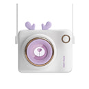 GL106 USB Rechargeable Hand-Held Portable No-Leaf Mini Camera Fan, Style Deer (Purple)
