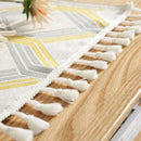 Home TV Cabinet Shoe Cabinet Chenille Polyester Tassel Tablecloth, Size: 35x220cm(Blue Geometry)
