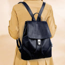 M58-2 Soft Leather Anti-theft Simple Large Capacity Backpack(Blue)
