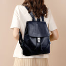 M58-2 Soft Leather Anti-theft Simple Large Capacity Backpack(Black)