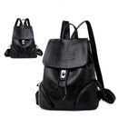 M58-2 Soft Leather Anti-theft Simple Large Capacity Backpack(Black)