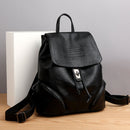 M58-2 Soft Leather Anti-theft Simple Large Capacity Backpack(Black)