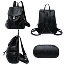 M58-2 Soft Leather Anti-theft Simple Large Capacity Backpack(Black)