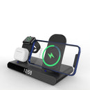 SY-011 15W Wireless Fast Charge Stand Clock Three-in-One Folding Wireless Charger(Black )