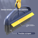 2 PCS Hard Bristle Crevice Brush Long Handle Floor Brush Wiper,Style: 3-section Rod(Gray)