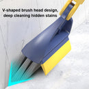 2 PCS Hard Bristle Crevice Brush Long Handle Floor Brush Wiper,Style: 3-section Rod(Deep Blue)