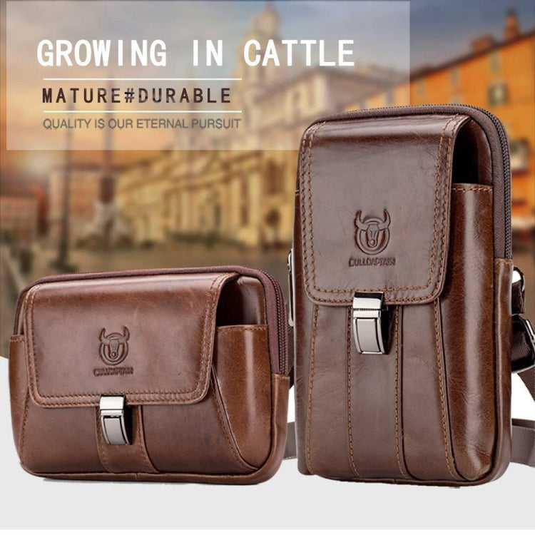 BULL CAPTAIN Multifunctional Leather Mobile Phone Small Waist Bag For Men(Horizontal Brown)
