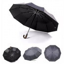 PARACHASE Solid Wood Bending Handle 10 Bone Three Fold Automatic Umbrella(Grey)