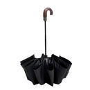 PARACHASE Solid Wood Bending Handle 10 Bone Three Fold Automatic Umbrella(Navy)