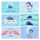6 PCS / Set Pink and Blue Whale Baby Party Invitation Card(As Show)