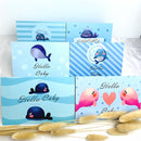 6 PCS / Set Pink and Blue Whale Baby Party Invitation Card(As Show)