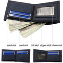 MenBense Large Capacity Short Multi-Card Matte Wallet(Blue)