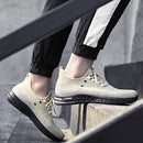 D06 Men Spring Flying Knitting Shoes Lace Up Sports Casual Shoes, Size: 40(Beige)