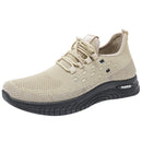 D06 Men Spring Flying Knitting Shoes Lace Up Sports Casual Shoes, Size: 44(Beige)