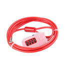 GIYO L-03 2m Bicycle Cable Lock Bike Anti Theft 4-digit Password Helmet Wire-Lock(Red)