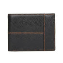 Men Retro Portable Wallet Short Cowhide Leather Wallet(Black)