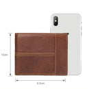 Men Retro Portable Wallet Short Cowhide Leather Wallet(Black)
