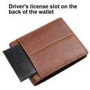 Men Retro Portable Wallet Short Cowhide Leather Wallet(Black)