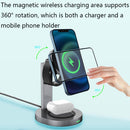F6 3 In 1 Wireless Magnetic Mobile Phone Charger(Blue)