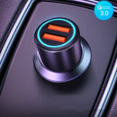 2 PCS Double USB QC3.0 36W Fast Charge Aluminum Alloy Intelligent Car Charger(Double QC Black)