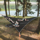 Aerial Multiplayer Triangle Hammock Folding Mesh Hammock Tree Tent,Size: 400x400x400cm Black