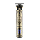 USB Vintage Engraving LCD Electric Hair Clipper For Bald Short Hair, Specification: Bronze