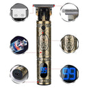 USB Vintage Engraving LCD Electric Hair Clipper For Bald Short Hair, Specification: Bronze