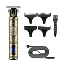 USB Vintage Engraving LCD Electric Hair Clipper For Bald Short Hair, Specification: Bronze