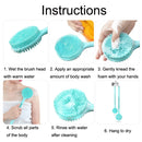 Silicone Massage Long Handle Double Sided Bath Brush(Blue)