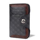 Menbense Short Fashion Leisure Magnetic Buckle Large Capacity 3 Fold Male Wallet(Dark Brown)