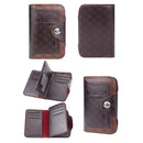 Menbense Short Fashion Leisure Magnetic Buckle Large Capacity 3 Fold Male Wallet(Dark Brown)