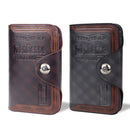 Menbense Short Fashion Leisure Magnetic Buckle Large Capacity 3 Fold Male Wallet(Black)