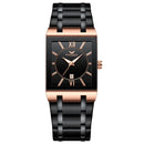 FNGEEN 3627 Waterproof Calendar Men Square Watch(Black Belt Rose Shell Black Surface)