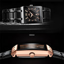 FNGEEN 3627 Waterproof Calendar Men Square Watch(White Steel Black Surface)