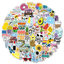 2 Sets 100 Pieces/Set Small Fresh Stickers Travel Waterproof Skateboard Guitar Stickers