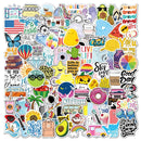 2 Sets 100 Pieces/Set Small Fresh Stickers Travel Waterproof Skateboard Guitar Stickers