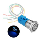2 PCS 19mm Car Modified Metal Waterproof Button Flat Switch With Light, Color: Reset Blue Light