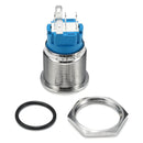 2 PCS 19mm Car Modified Metal Waterproof Button Flat Switch With Light, Color: Reset Blue Light