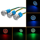 2 PCS 19mm Car Modified Metal Waterproof Button Flat Switch With Light, Color: Self-lock Green Light
