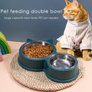 Pet Cat Ears Stainless Steel Double Bowl(Yellow)